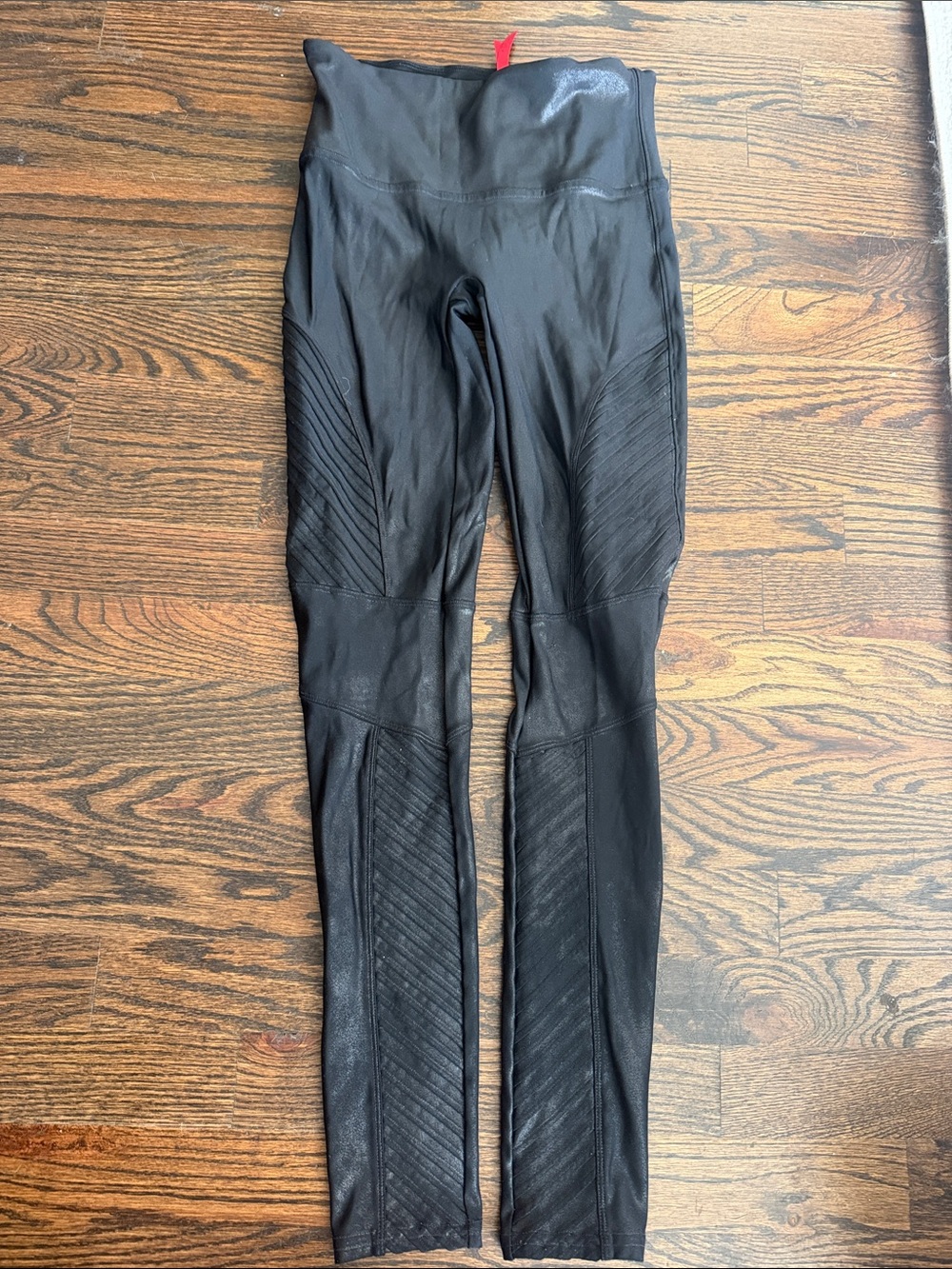 Spanx Faux Leather Black Moto Leggings